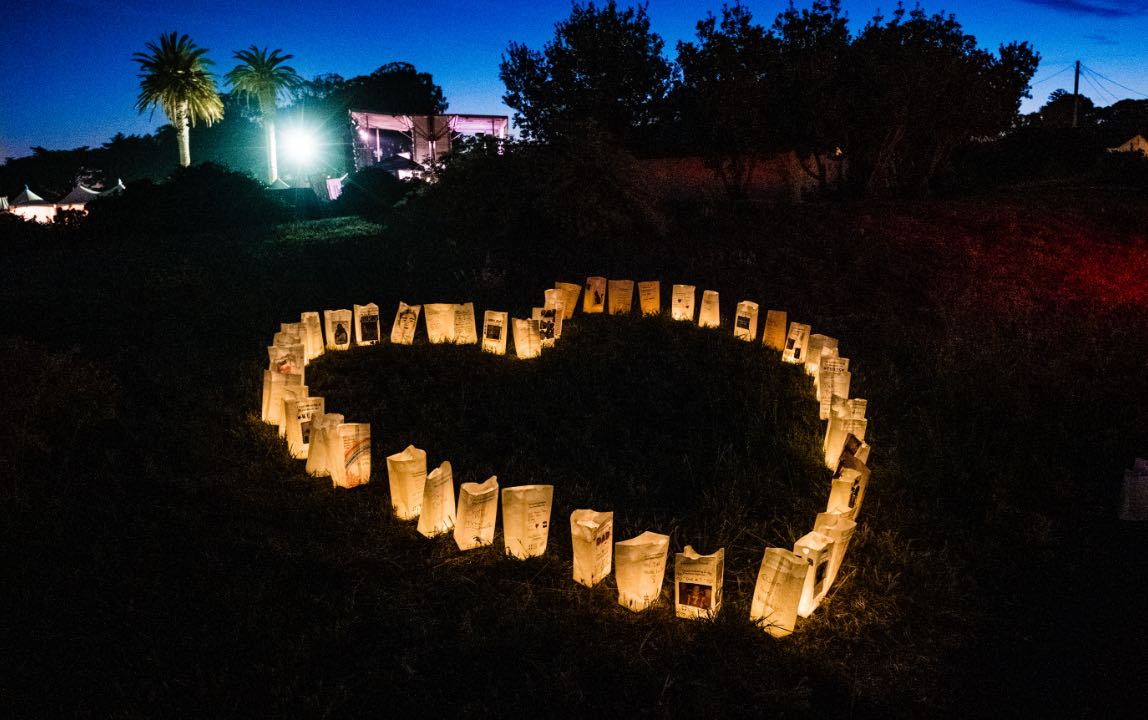 Luminaria in the shape of a heart